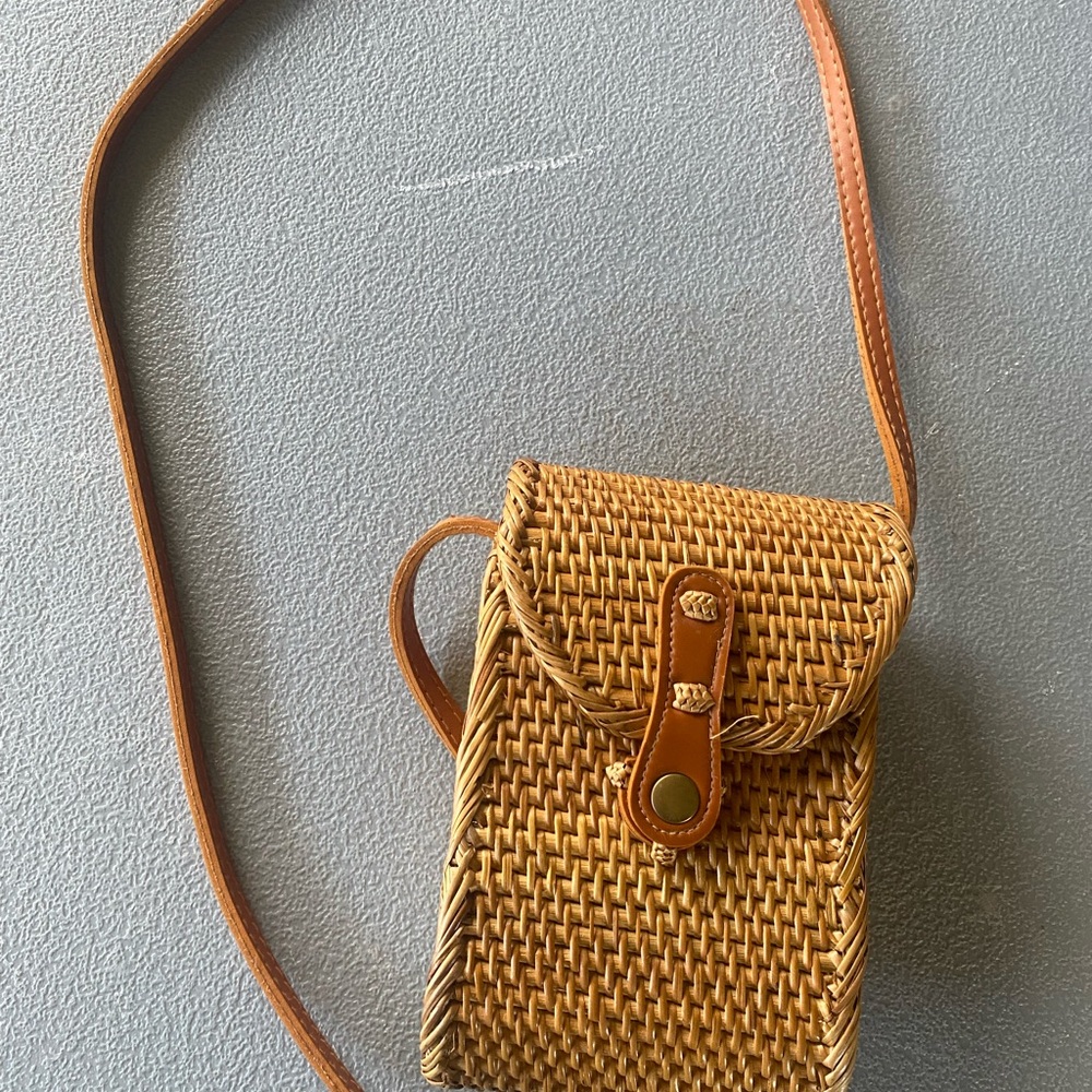 Anthropologie Tan Woven Mini Bag